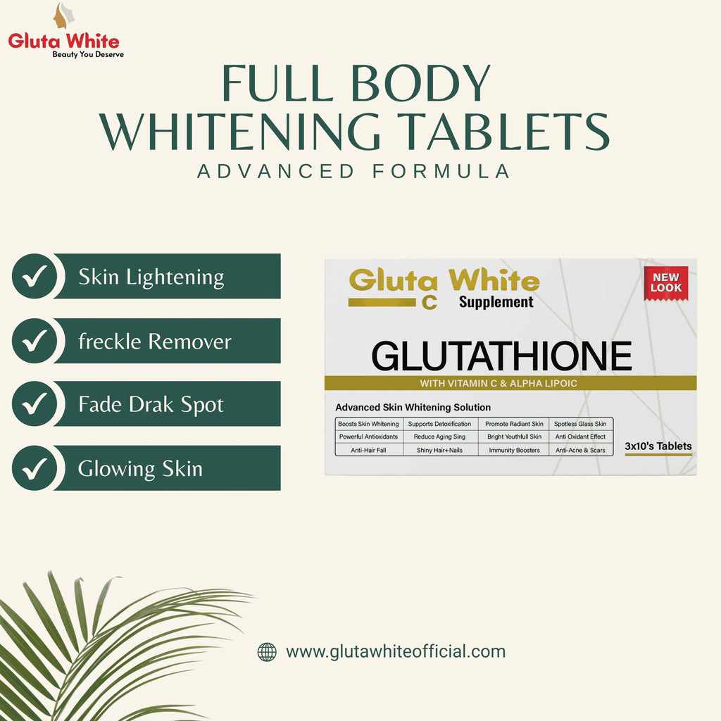 Gluta White Glutathione + Vitamin C tablets (3 Months Course)